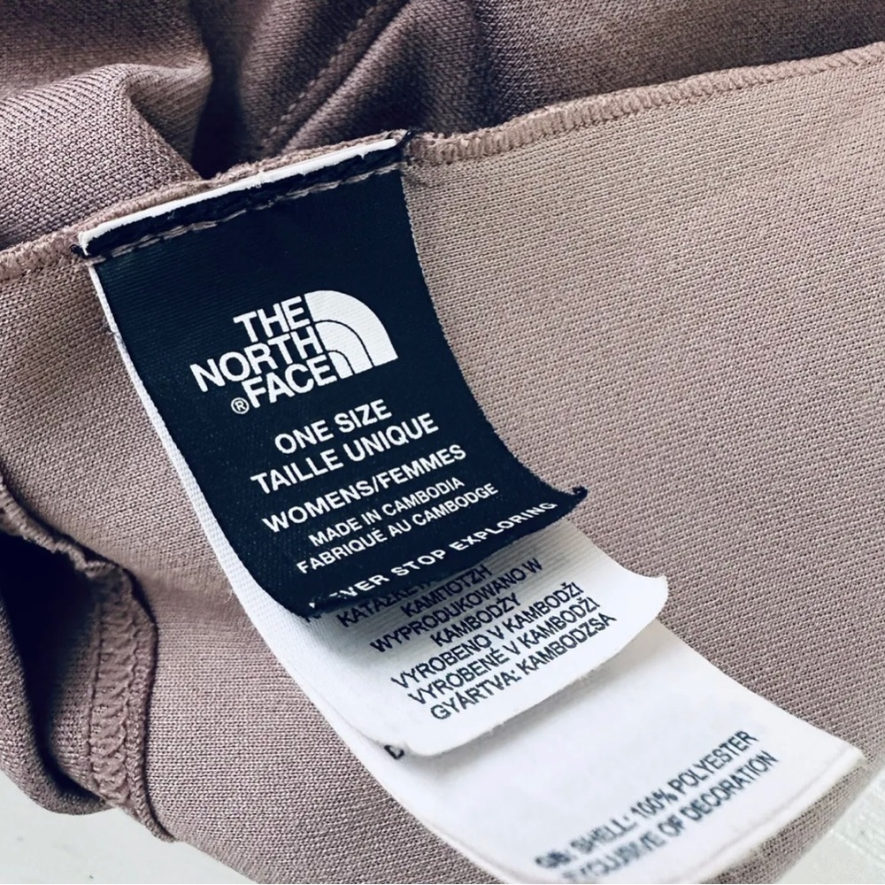 The North Face unisex logo SUPINE SCARF with snaps, TWILIGHT MAUVE HEATHER NWT - Picture 3 of 7